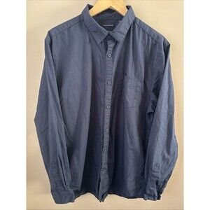 Kenneth Cole Men’s XL Slim Fit Button Down Shirt Navy Blue Dress Casual